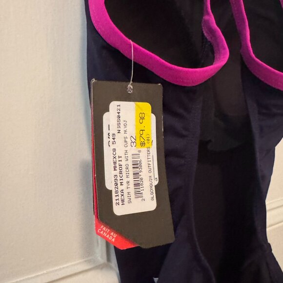 TYR Swimsuit - Hexa Microfit Navy Blue with Purple Piping - Picture 5 of 8